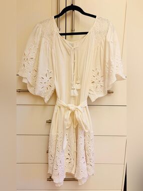 White cotton eyelet dress